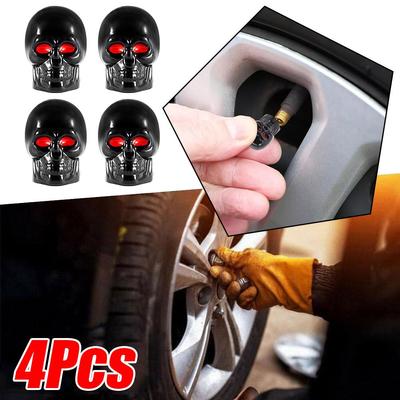 4Pcs Universal Tires Valve Stem Caps Car Skull Style Anti-rust Copper Core Valve Cap For Motorcycle Bike Car Wheel Tyre Covers