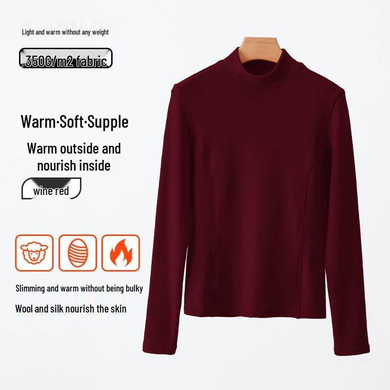 

Женский шерстяной топ с высоким воротом, облегающий, с длинным рукавом - осенне-зимний теплый базовый слой в цвете Моранди 2XL (70~80 kg)