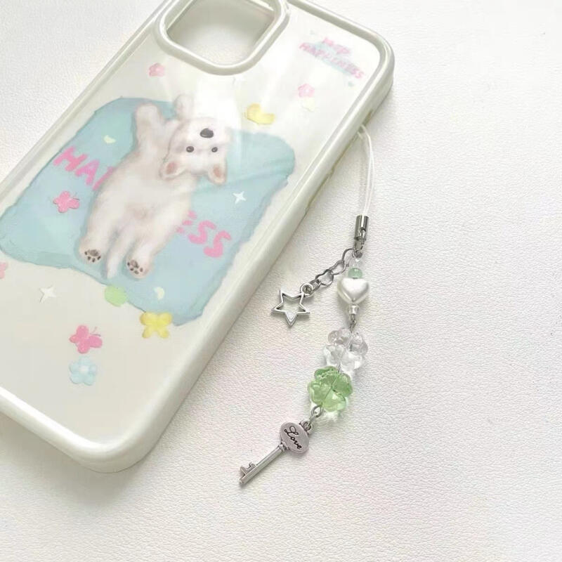 Lucky Four-Leaf Clover Key Mini Keyring Green Clover