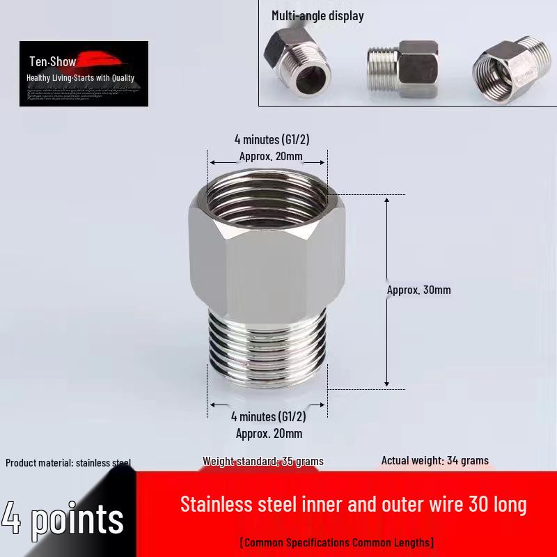 Oțel Inoxidabil Tee Cot Reductor cu Filet Interior: Accesoriu conductă instalații sanitare 6 puncte la 4 puncte