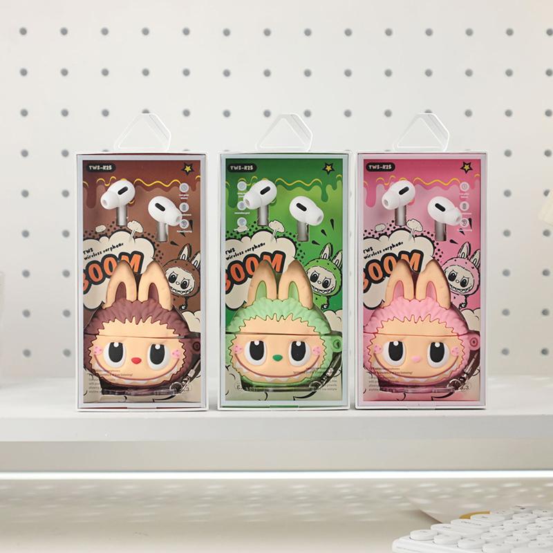 Cartoon Labubu Cute Wireless Earphone With Protective Case And Hanging Pendant Rope Bluetooth Earbuds Headphone Headset