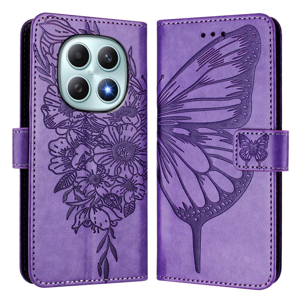 For Xiaomi Poco M8 5G/Redmi Note 15 5G (Global)/15 4G (Global) Wallet Case with Wrist Strap Butterfly Imprint Leather Phone Cover
