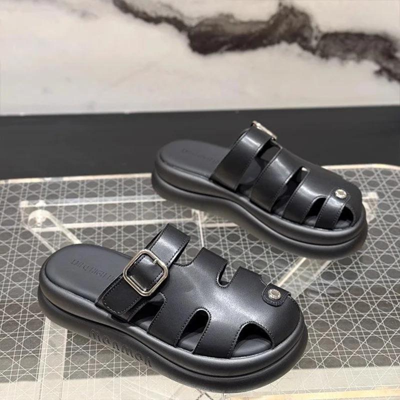 Fashion Flats Women Slippers Fashion Platform Shoes Summer Slingback Mules Shoes Cozy Casual Woman Sandals 2025 Trend Women’s Chaussures