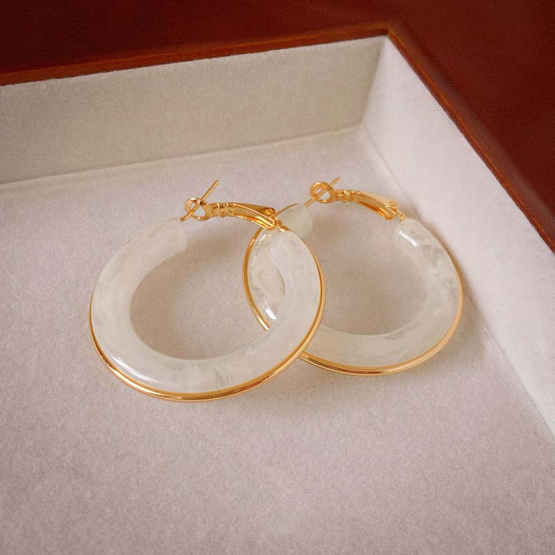 Vintage Brown Resin Round Hoop Earrings for Women Exquisite Elegant Geometric Circle Temperament Earings Wedding Jewelry Gifts