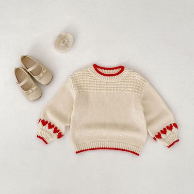 New 2025 Stylish Girl's Heart Knit Sweater - Warm Christmas Outfit for Autumn/Winter
