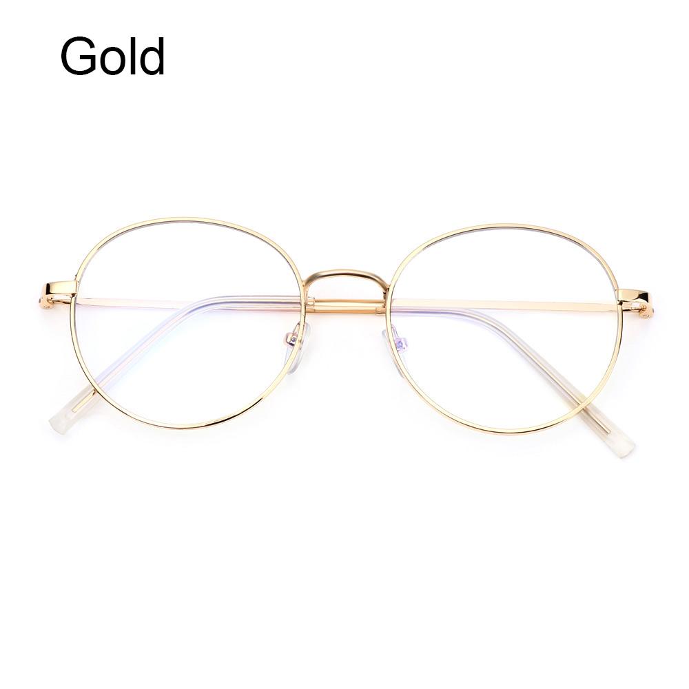 Fashion Women Anti-Blue Light Glasses Men Classic Metal Round Oversized Frame Eyeglasses Optical Lenses Office Computer Glasses
