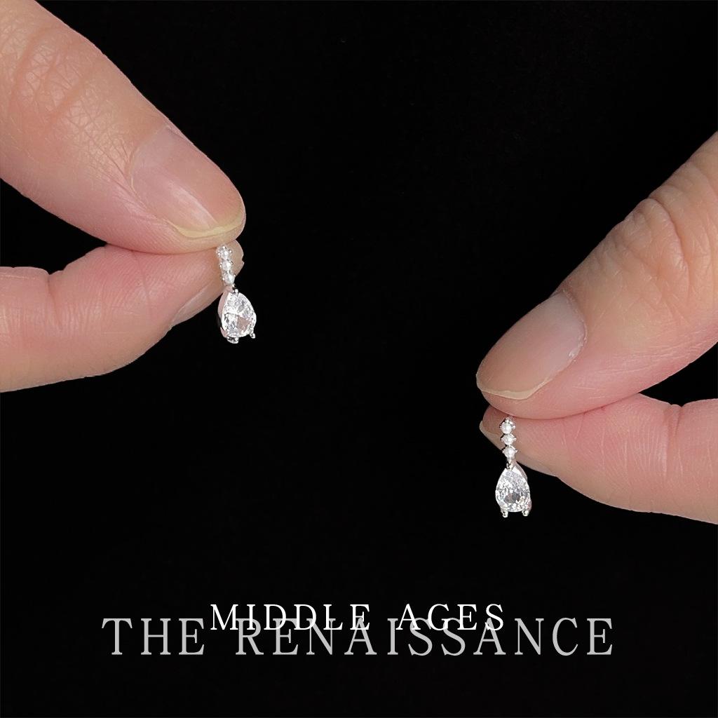 

Wind fashion mini water drop zircon stud earrings commuter simple earrings