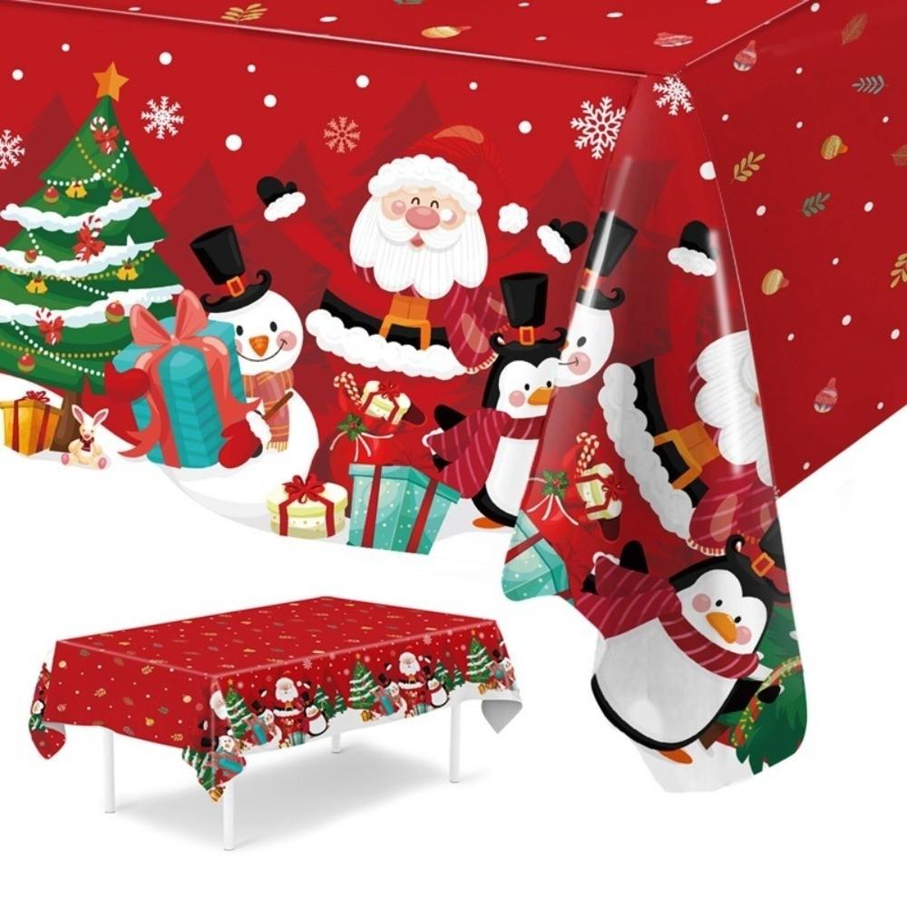Santa Claus Elk Christmas Tablecloth Plastic Party Tablecloths Table Cover  Christmas Decoration