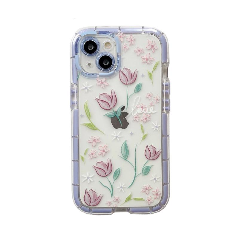 Stilvolle Tulpenblumen Leuchtende Weiche Silikon Handyhülle Für iPhone 15 14 13 12 11 Pro Max 14 Plus Stoßfester Bumper Rückseite