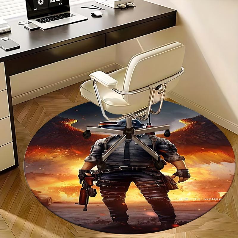 

PUBG Character,Battle Royale Gear Chair mat Round Rug Office carpet, Non slip, Suitable for Living Rooms, Bedrooms decor.1205378a 80cm by 80cm