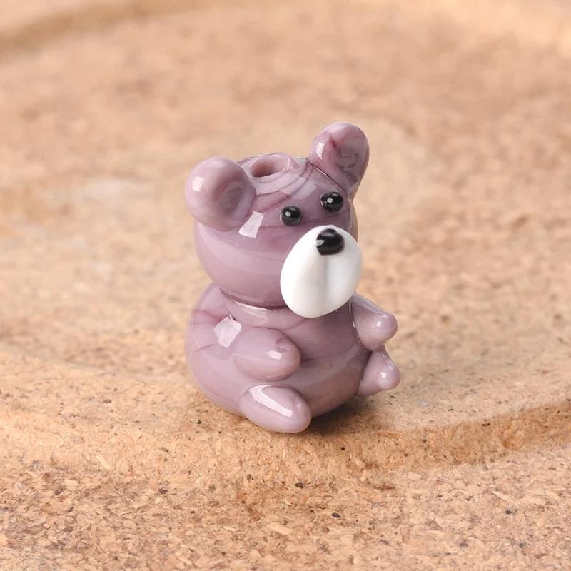 2pcs Bear 15x20mm Handmade Lampwork Glass Loose Beads for Jewelry Making Accessories DIY Crafts Findings