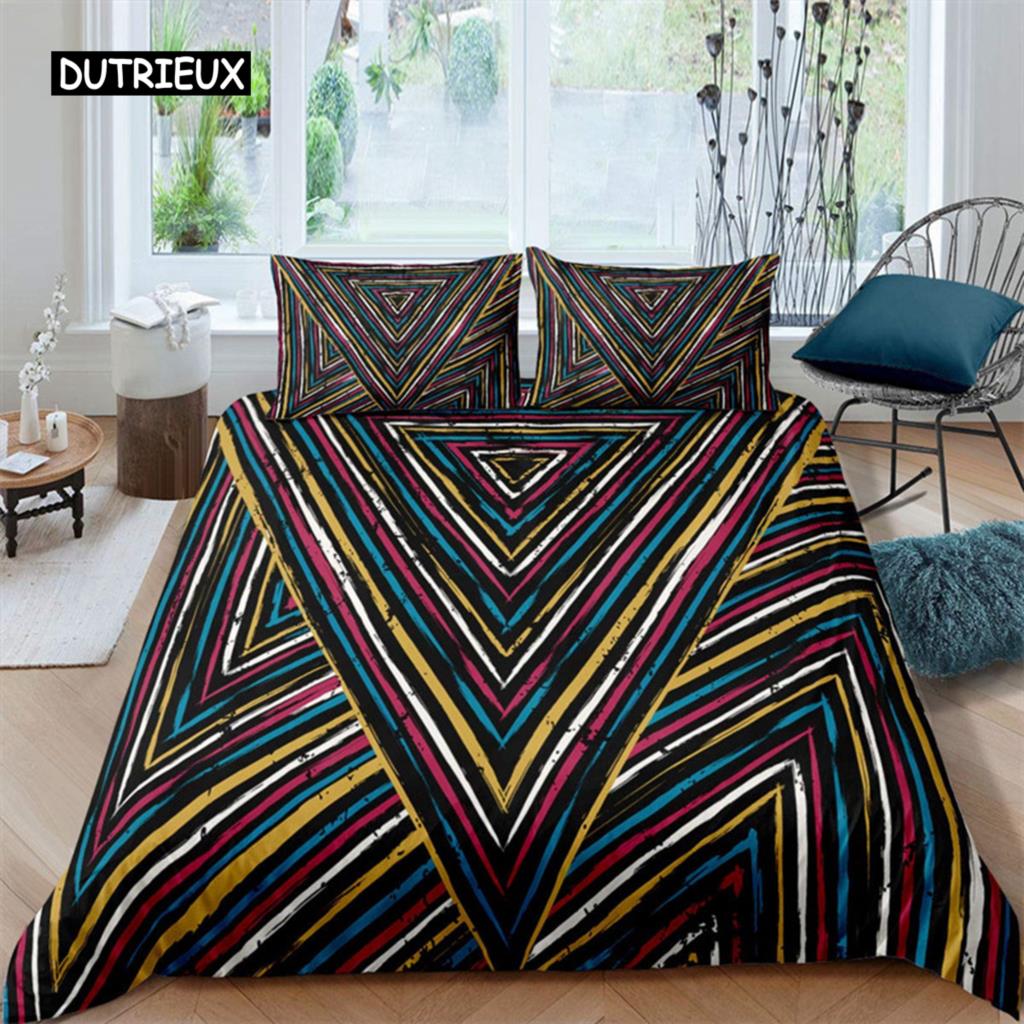 Waves Geometric Duvet Cover Abstract Bedding Set Twin King For Kids Adult Room Decor Microfiber Quilt Cover with 1/2 Pillowcases