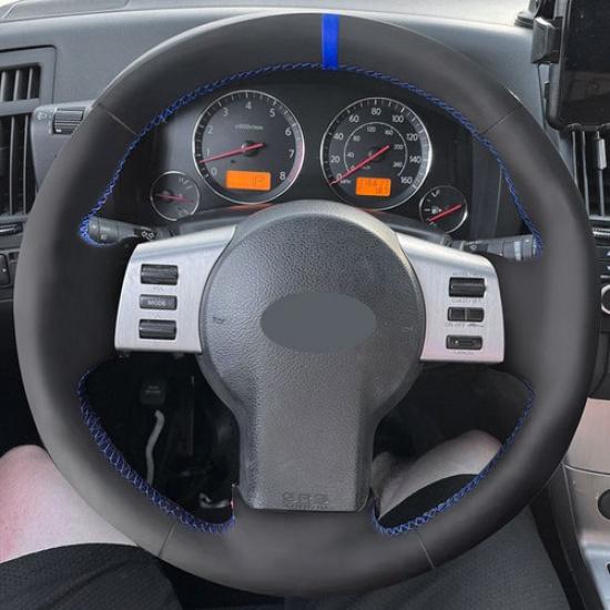 Car Steering Wheel Micro Leather Cover For Nissan 350Z 2003 - 2009 Blue Stripe