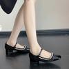 Fashion Women's Thick Heel Shoes Spring New Square Head Shallow Mouth Splicing Bead Non-slip Low-top Shoes