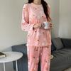 Mizqz Women Peach Flower Sleepwear Microfiber Winter Pajama
