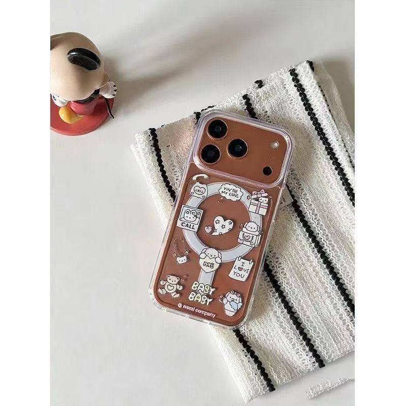 

Korean Style Love Heart Bear iPhone 17 Case, Compatible with 16 Promax, Magnetic 15, Cute 14, Anti-fall 13. iPhone 17