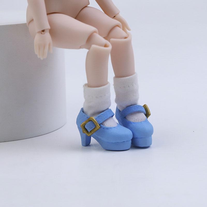High Quality 2Pcs 1:12 OB11 Cute Princess High Heel Shoes Doll Classic Shoes Suit For Ob11 1/12 Bjd Detachable Doll Gsc DOD Doll Accessories