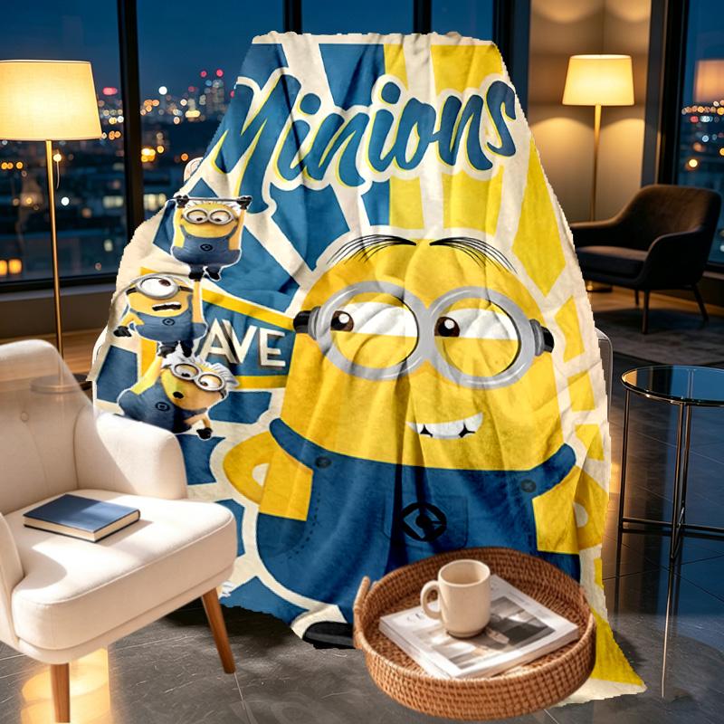 Minions Print Blanket - Soft & Comfortable, for Bedroom, Travel, Sofa, Home Decoration - Birthday Christmas Gift for Friend