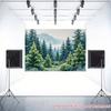 2D Soft Green Pine Tree Tapestry Foggy Mountain Forest Wall Hanging for Room Decor