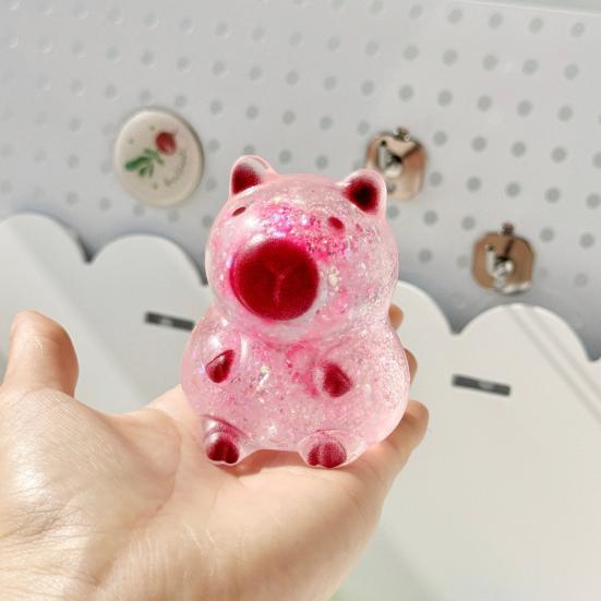 Glitter Capybara Sugar Stress Ball Anxiety Relief Clear Capybara Squeeze Toy Stretchy Slow Rising Relaxing Animal Pinch Fidget Toy
