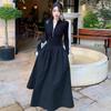 Korean version of Polo collar light mature style niche design temperament slim waist white knitted dress women's autumn