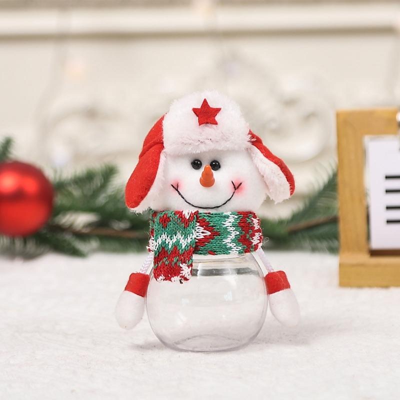 Contenitore Trasparente con Coperchio Bottiglia per Biscotti di Natale Bottiglia di Caramelle in Plastica Pupazzo di Neve Babbo Natale Cervo Scatola di Caramelle Custodia per Bottiglia in Plastica