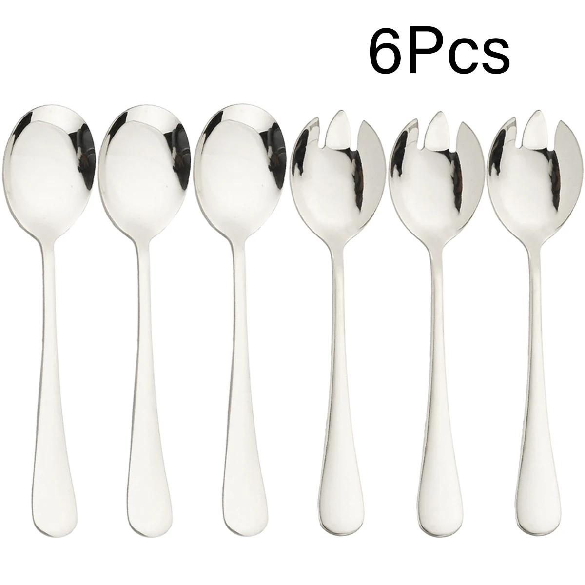 

Набор столовых приборов для салата из 6 предметов, ложка для салата из нержавеющей стали, вилка для салата, золотой салатник, европейский стиль, кухонные принадлежности, аксессуары