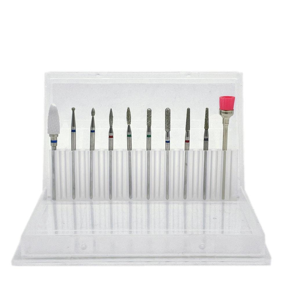 10pcs Manicure Ceramic Nail Drill Bits Set Removing Gel Varnish Drill Manicure Machine Pedicure Nail Bits for Electric Drill