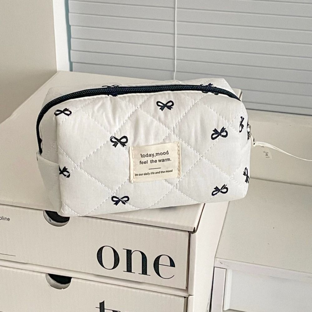 Fashion Blue Bow Women Cosmetic Bag Large Capacity 3 Type Storage Handbag Zipper Travel Pouch Wash Bags Gifts