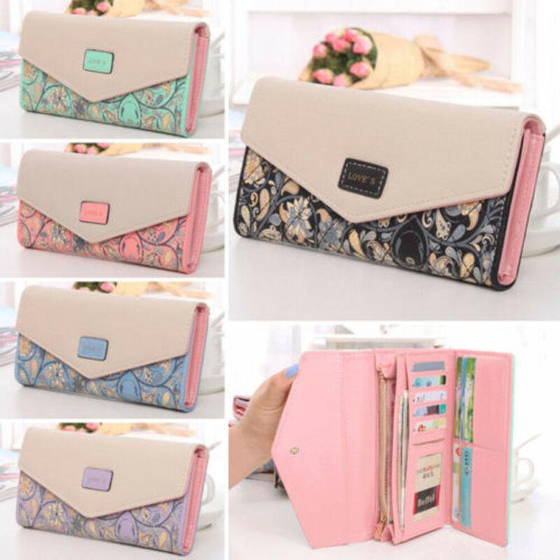 Damen-Geldbörse mit Umschlag, Leder, großes Fassungsvermögen, Kartenhalter, Damen, lange Clutch-Geldbörse, Geldbeutel