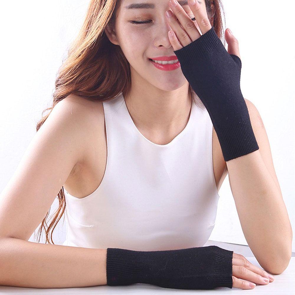 Warm Half Finger Gloves Solid Color Cycling Mittens Comfortable Knitted Mittens