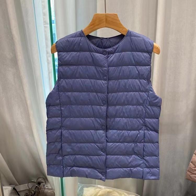 Gilet Imbottito in Piuma d'Anatra Bianco Leggero da Donna Senza Maniche Colletto a V Convertibile Gilet Imbottito Strato Interno Caldo Gilet Invernale