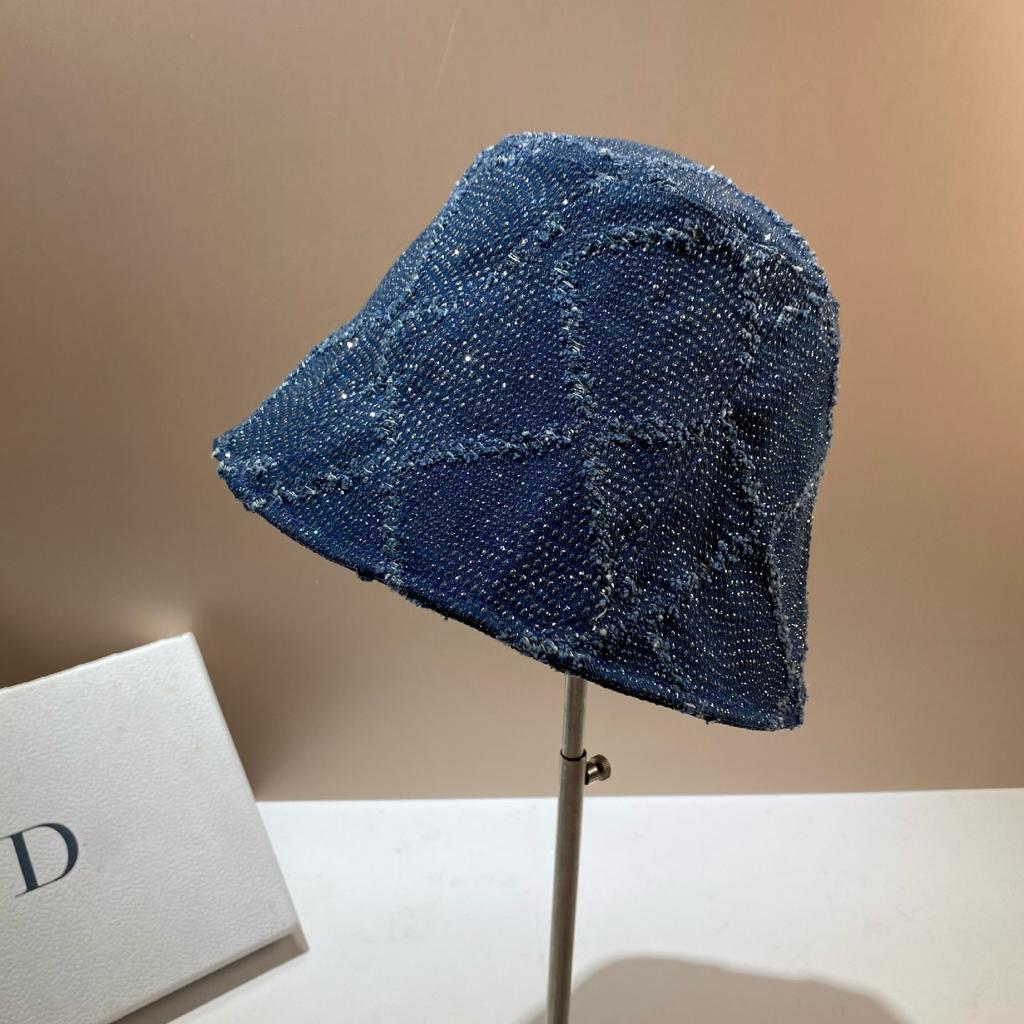 French Paris Designer Gypsy Denim Bucket Hat Japanese Broken Face Small Sunshade Bucket Hat
