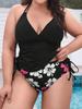 Bedruckter Dreieck-Tankini mit Trägern in Übergröße - Damen-Bikini