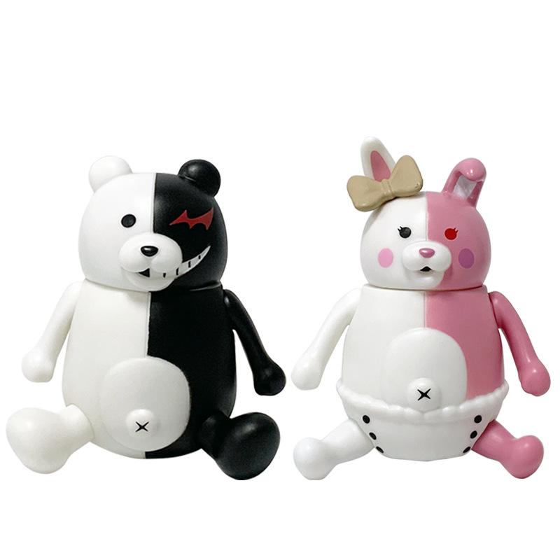 Winter New Arrival: Chibi Bear Figurines 2-Piece Set (Black & Pink) - Cute Desktop Decor Kids Christmas Gift In Stock
