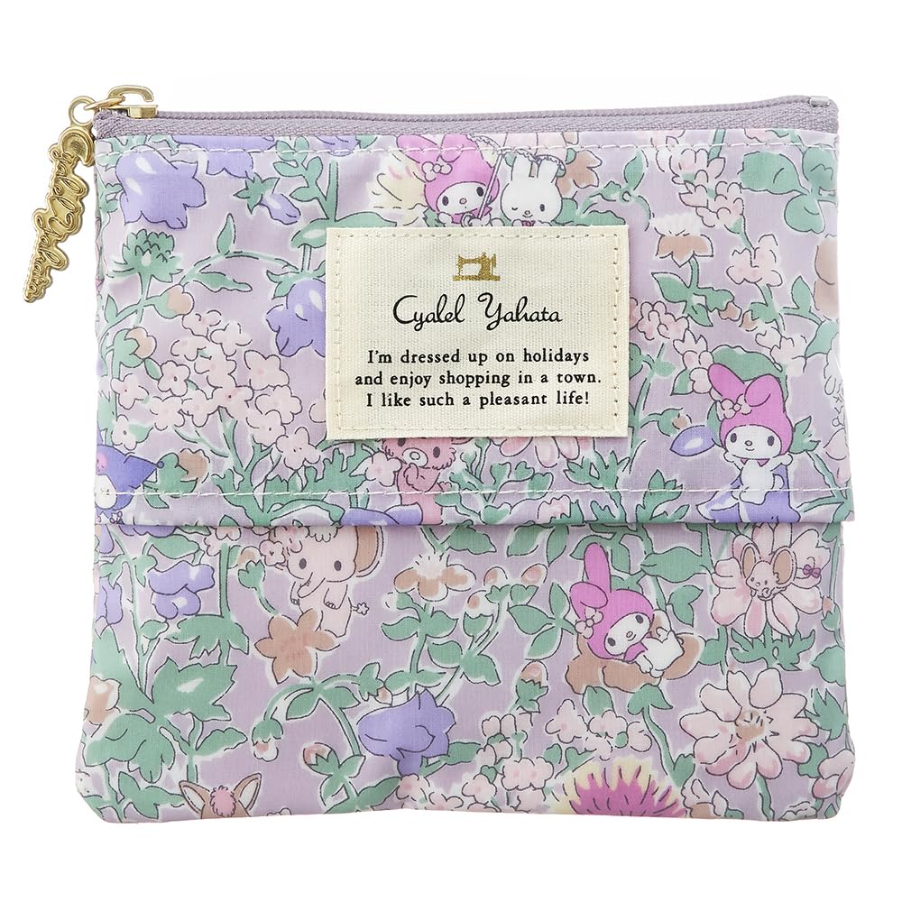 Sanrio Characters Liberty Print Mini Tissue Pouch with Floral Made in Japan Melody Melodies Party Pouch/Cosmetic Pattern, Slim, Compact, (My Purple)
