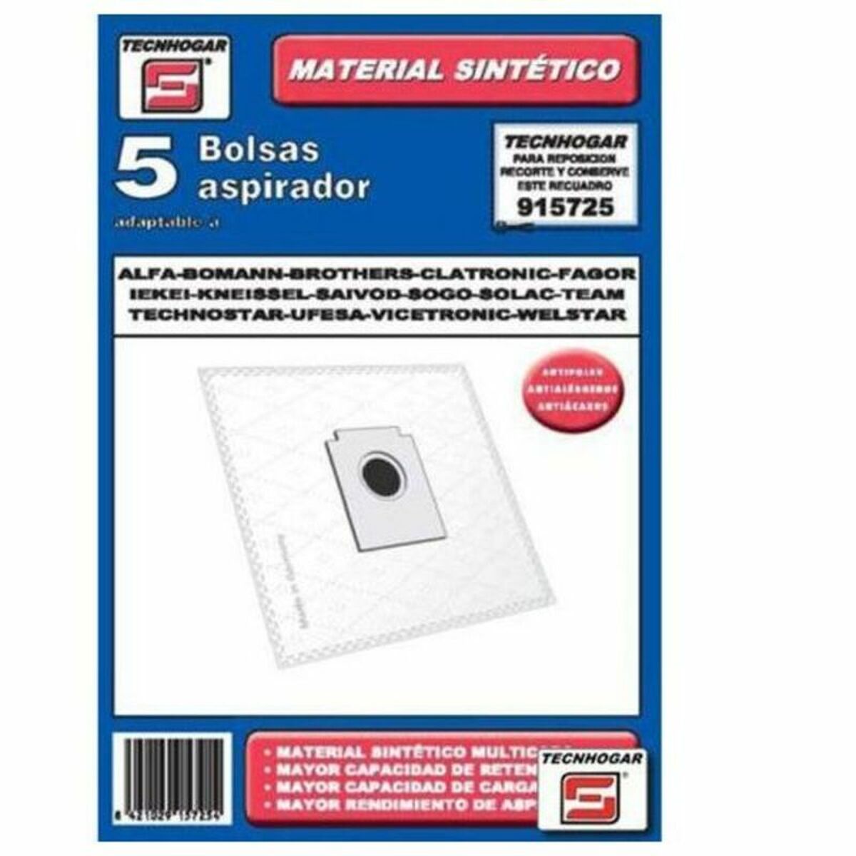 

Sac de Rechange pour Aspirateur Tecnhogar 915725
