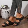 Women's White & Golden Synthetic Cover Slip-On Sandals - Open-Toe Flat Heel with Breathable Perforations, Cushioned Insole, Comfortable Footwear