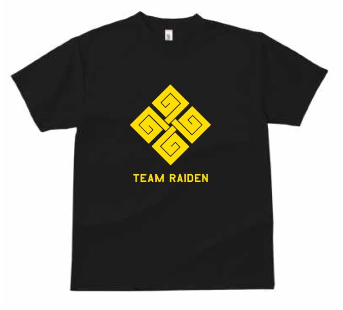 

M.League TEAM Raiden KAMON 2024 Original Design Mahjong Official Merchandise Short Sleeve (XL), Size 5, Black