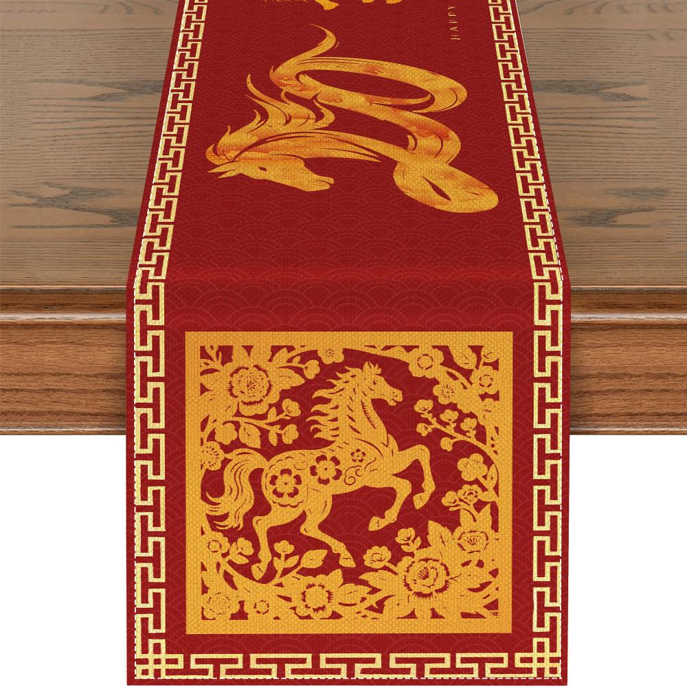 Weinglas Tischläufer Chinesisches Neujahr Feuerwerk Frohes Neues Jahr Dekorationen Neujahrsgeschenk