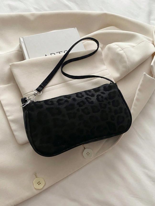 Women Girls Retro Soft Faux Suede Leopard Print Shoulder Bag Large Capacity Casual Hobo Tote Purse for Travel Shopping Daily