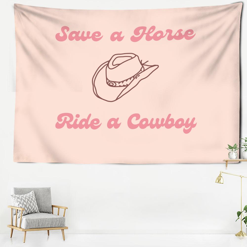 Orange Hut Buchstaben Wandteppich Wandbehang Einfache Kunst Hippie Tapiz Mysteriöse Ästhetik Zimmer Heimdekor