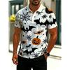Polo homme motif citrouille Halloween, polo homme avec col