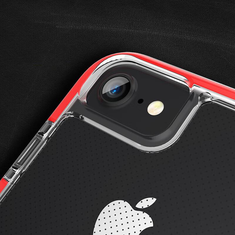 IPhone SE3 Case, IPhone SE2/7/8, Full Protection Shockproof D3O Colorful Dual-Color Precision Anti-Shock Frame Four Corners ES-78 China Red