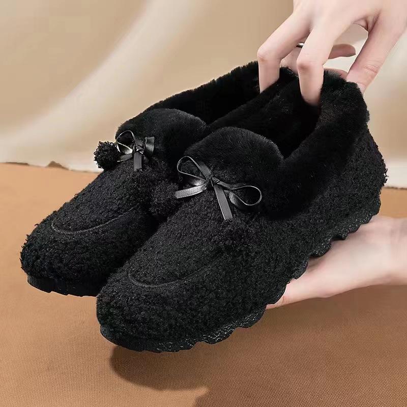 Winter Warm Womens Flat Shoes Indoor Cotton Slippers With Thick Sole Anti-Slip Warm Footwear Soft Bottom Zapatillas De Mujer
