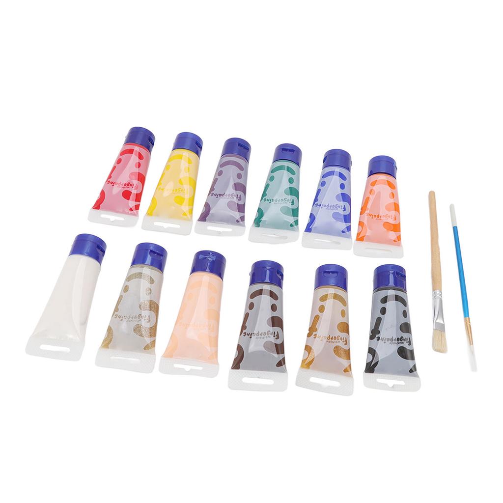 Fingerfarben-Set 12 Farben waschbare Kinder DIY Graffiti Fingerfarben-Set mit Schwamm Schablone Anleitung Stiften