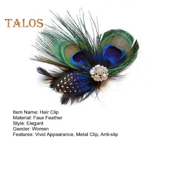 Spona do vlasů z umělého peří s pavím peřím Dámská spona do vlasů čelenka Karnevalové maškarní ozdoby do vlasů jehlice do vlasů
