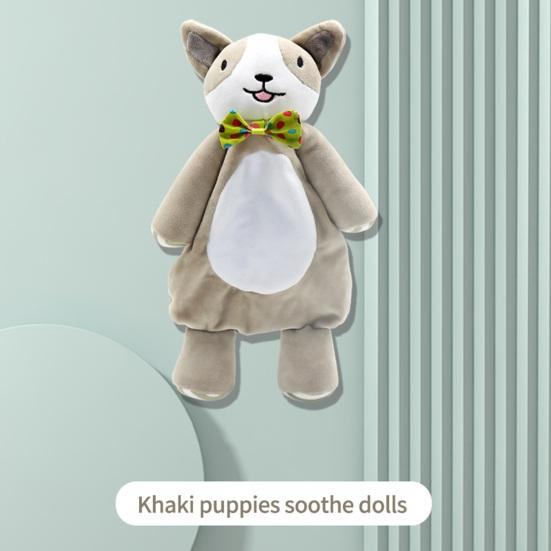 Baby Plush Toy Cute Cartoon Animal Dog/Penguin/Rabbit Tie Design Soft Touch Built-in Sound Paper Sleep Companion Gift Newborn Stuffed Comforting