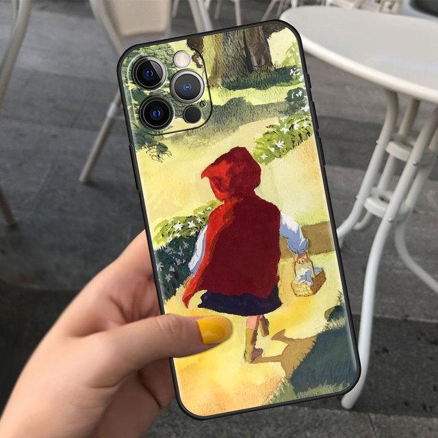 

Чехол для мобильного телефона Apple Iphone 13 12 11 Pro 7 8 Plus, черный Cubierta X Xr 6 6s 5 5S, роскошный чехол Funda Para Movil с мультяшным пейзажем для девочек for iPhone 11Pro Max