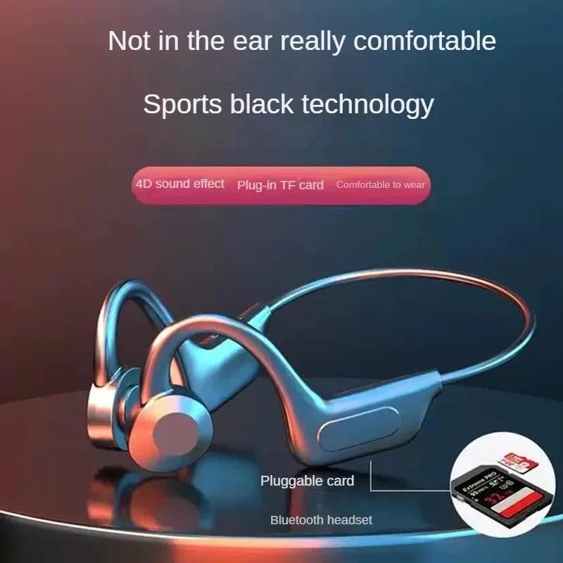 Wireless Bone Conduction Headphones IPX8 Waterproof Bluetooth 5.4 Sports Earphones with TF Card Slot for Swimming Running